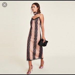 LPA the label black tan lace slip dress beautiful!